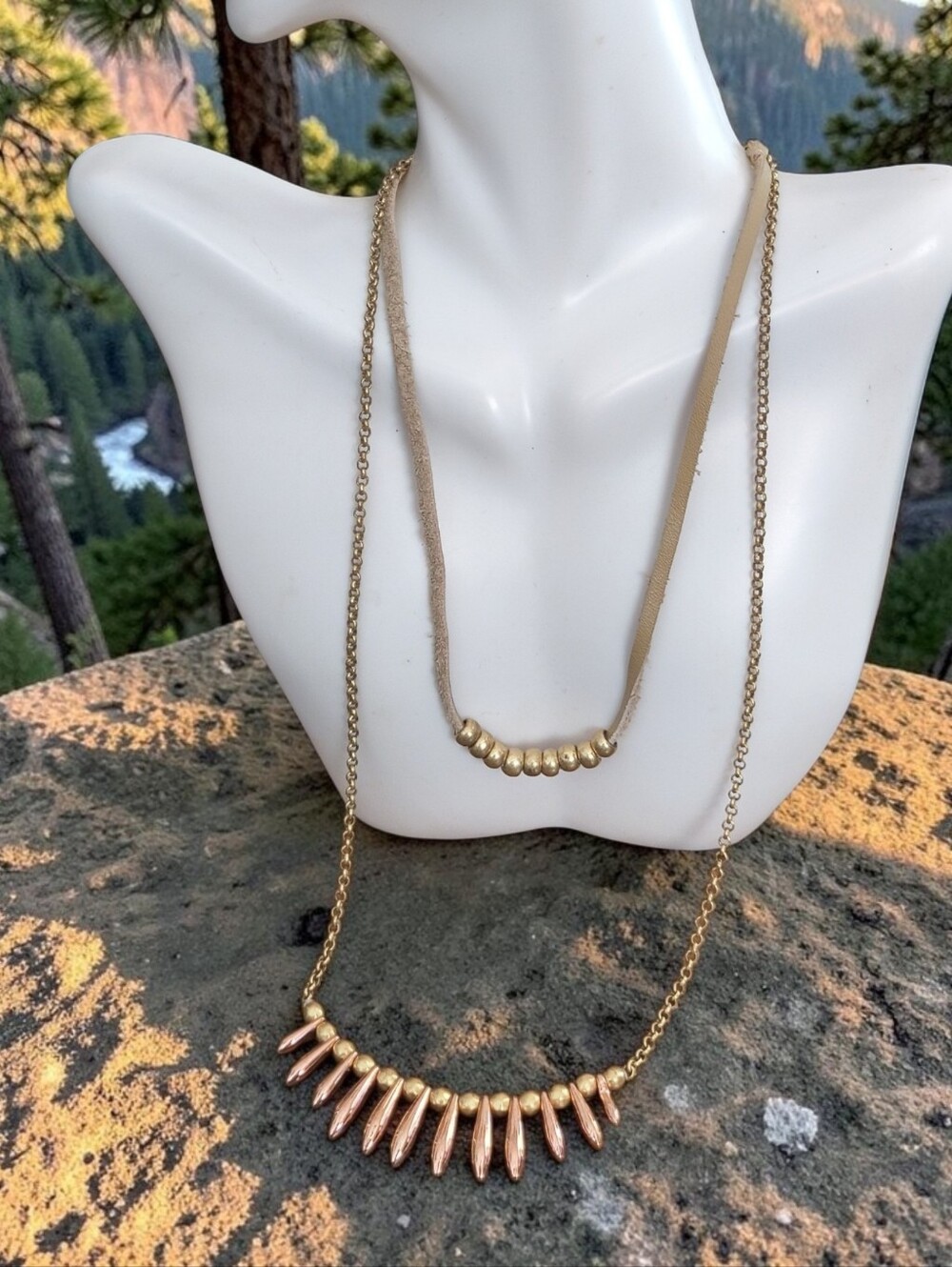 Goldtone Two-Layer Pendant Necklace